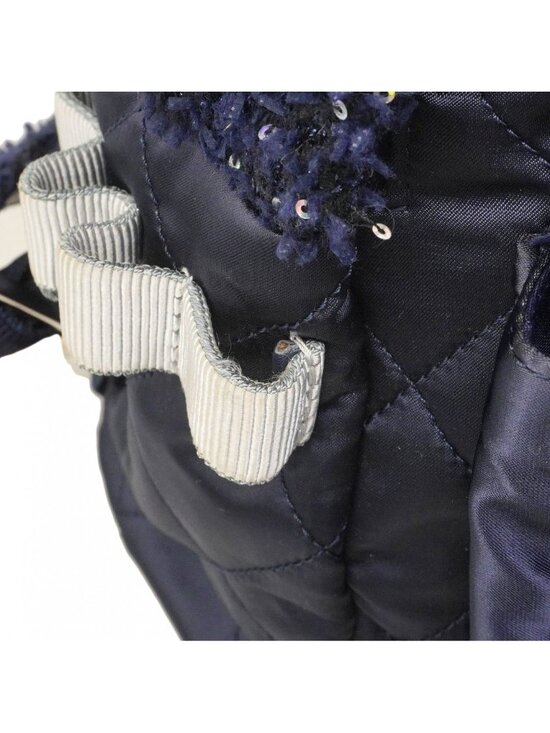 Chanel Backpack Quilted Nylon Tweed Navy Silver main image 8